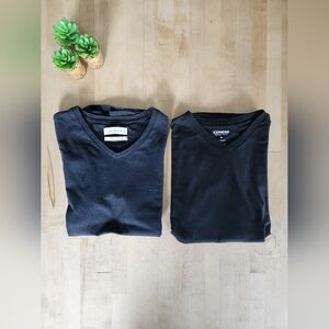 Zara Men's Relaxed Fit Black V-Neck Tshirt M